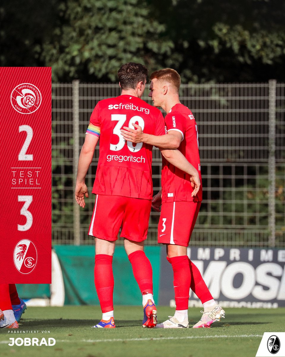 scfreiburg's tweet photo. #RCSASCF 2:3 (90.) Schlusspfiff! Wir gewinnen das zweite Spiel des heutigen Tages gegen den @RCSA! 💪 https://t.co/a5lw3MXRmT