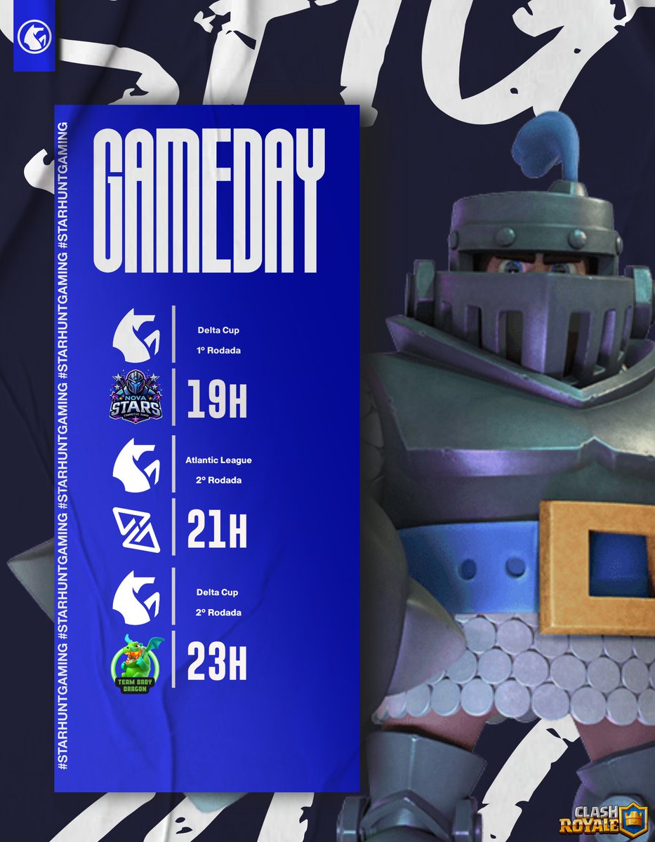 StarHunt Gaming (@starhuntgg) on Twitter photo #Gameday | #ClashRoyale
🏆: <a href="/DeltaCup_2/">Delta Cup</a>
🆚: @NovaStarPER
ℹ️:j1
🏆: <a href="/atribunasantos/">Jornal A Tribuna</a>
🆚: <a href="/AscentGamingGG/">ᴀꜱᴄᴇɴᴛ ɢᴀᴍɪɴɢ</a>
ℹ️:j2
🏆: <a href="/DeltaCup_2/">Delta Cup</a>
🆚: <a href="/BABYDRAGON_ES/">TEAM BABY DRAGON 🐲</a>
ℹ️:j2
Tripla Sweep nessa noite !
#GOSHG💙 #Gameday | #ClashRoyale
🏆: <a href="/DeltaCup_2/">Delta Cup</a>
🆚: @NovaStarPER
ℹ️:j1
🏆: <a href="/atribunasantos/">Jornal A Tribuna</a>
🆚: <a href="/AscentGamingGG/">ᴀꜱᴄᴇɴᴛ ɢᴀᴍɪɴɢ</a>
ℹ️:j2
🏆: <a href="/DeltaCup_2/">Delta Cup</a>
🆚: <a href="/BABYDRAGON_ES/">TEAM BABY DRAGON 🐲</a>
ℹ️:j2
Tripla Sweep nessa noite !
#GOSHG💙