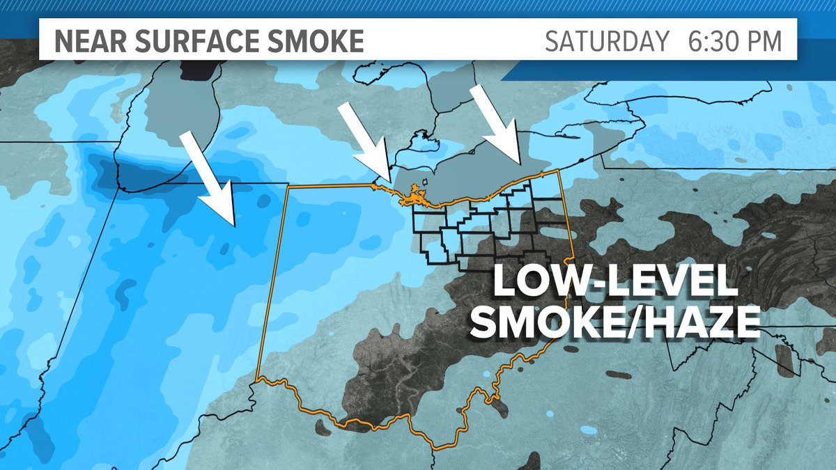 The north winds this evening are bringing a round of smoke/haze. Air quality will be impacted if you are spending time outdoors. 

#3weather #ohwx