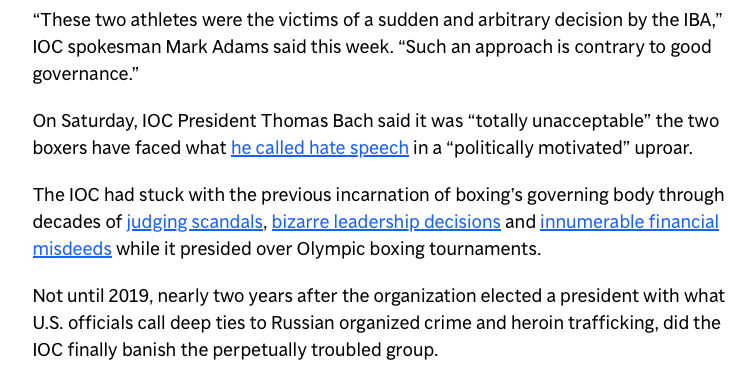 RichardHanania's tweet photo. Is the whole story about Imane Khelif being a man the result of a Russian misinformation campaign?

Last year, Khelif beat a previously undefeated Russian boxer.

All the information that Khelif is transgender or a man comes from the International Boxing Association (IBA). It is run by Umar Kremlev, an acquaintance of Putin. 

The IBA has been permanently banned from the Olympics for financial mismanagement and lack of transparency.

After Khelif beat the Russian boxer, she was disqualified and the Russian prospect went back to being undefeated. 

Kremlev, who has a personal gripe with the Olympics because of the ban, is now going around claiming Khelif and another Taiwanese boxer are not actually women, supposedly based on tests. According to the AP, "the IBA has refused to officially say what, when or where these tests were administered, who evaluated them, or what the results meant." He's also calling the Olympics "pure devilry" and urging the current head of the International Olympic Committee to resign. 

I jumped to conclusions on this, and clearly we need more information. There is no reason to take the IBA's word on anything, and we should be vigilant against foreign actors spreading misinformation in order to create division.
