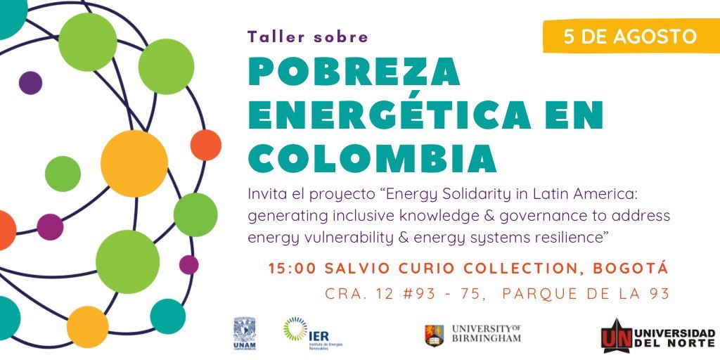 ¡Sé parte de la solución! 🌿💡
Únete a nosotros el 5 de agosto en Bogotá en nuestro taller sobre pobreza energética en Colombia. Aprende  y ayuda a construir un futuro sostenible. Inscripción gratuita tinyurl.com/BogotaPE
#PobrezaEnergética #Bogotá #transicionEnergetica