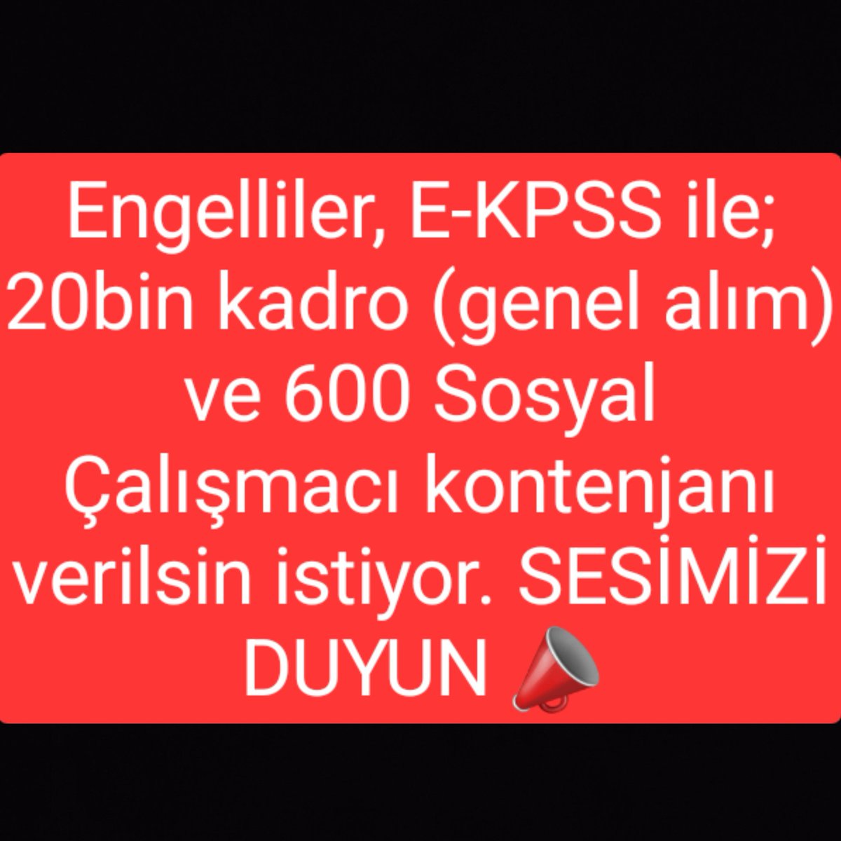 #Engelliİstihdamİstiyor
<a href="/HMBakanligi/">T.C. Hazine ve Maliye Bakanlığı</a>  
<a href="/tcailesosyal/">T.C. Aile ve Sosyal Hizmetler Bakanlığı</a> 
<a href="/adalet_bakanlik/">T.C. Adalet Bakanlığı</a> 
<a href="/TC_icisleri/">T.C. İçişleri Bakanlığı</a> 
<a href="/saglikbakanligi/">T.C. Sağlık Bakanlığı</a> 
<a href="/gencliksporbak/">Gençlik ve Spor Bakanlığı 🇹🇷</a> 
<a href="/MahinurOzdemir/">Mahinur Özdemir Göktaş</a> 
<a href="/AliYerlikaya/">Ali Yerlikaya</a> 
<a href="/yilmaztunc/">Yılmaz TUNÇ</a> 
<a href="/drmemisoglu/">Prof. Dr. Kemal Memişoğlu</a> 
<a href="/OA_BAK/">Dr. Osman Aşkın Bak</a> 
<a href="/memetsimsek/">Mehmet Simsek</a> 
<a href="/SHUdernegiGM/">Sosyal Hizmet Uzmanları Derneği</a> 
<a href="/SHFederasyonu/">Sosyal Hizmet Federasyonu</a> 
<a href="/memursenengkom/">Memur-Sen Engelliler Komisyonu</a>