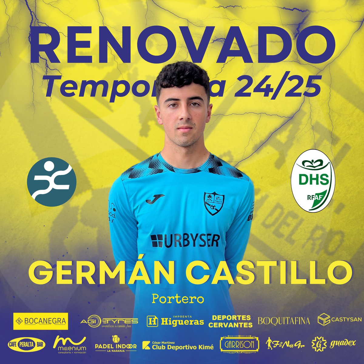 ⚽️💛💙 Fútbol | ¡3⃣ nuevos renovados en el <a href="/AtcoPalmadelRio/">Atl. Palma del Río CF</a> sénior!

😋 El canterano #ManuPájaro se une a los dos guardametas, <a href="/1carlos_sanchez/">Carlos Sánchez</a> y #GermánCastillo y formarán parte una temporada más de la plantilla amarilla. 

👀 Y se vienen noticias muy 🔝

#palmadeporte