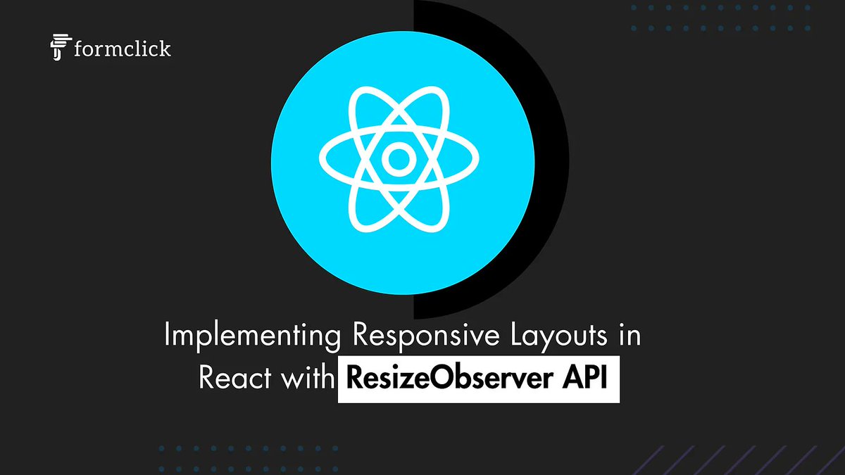 formclickoff's tweet image. Enhance your React projects! Learn how to implement responsive layouts with the powerful ResizeObserver API.
#formclick #nocode #ReactJS #ResponsiveDesign 
Read more at blog.formclick.io/post/implement…