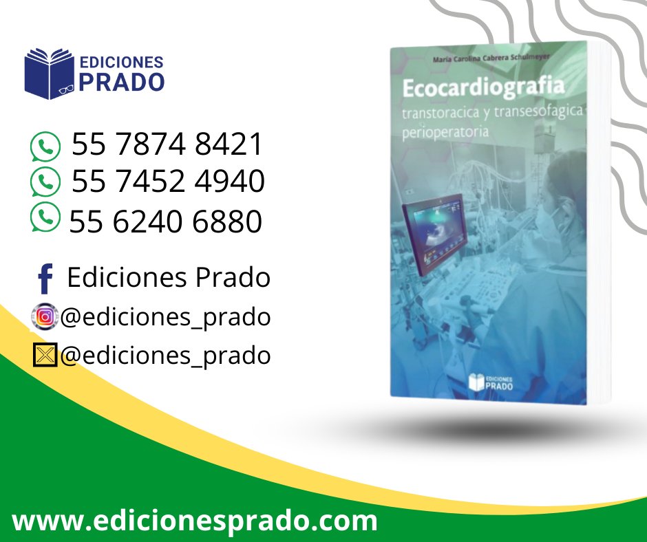 ediciones_prado's tweet photo. ✅️Ecocardiografia transtoracica y transesofagica perioperatoria
De María Carolina Cabrera Schulmeyer⭐️
Envíos a todo #mexico 🇲🇽
Contactanos para más ℹ️
#edicionesprado #librosdemedicina #medicina #Ecocardiografia #chile #educacionmedicacontinua #especialistasmedina https://t.co/ks2LQsVrNW