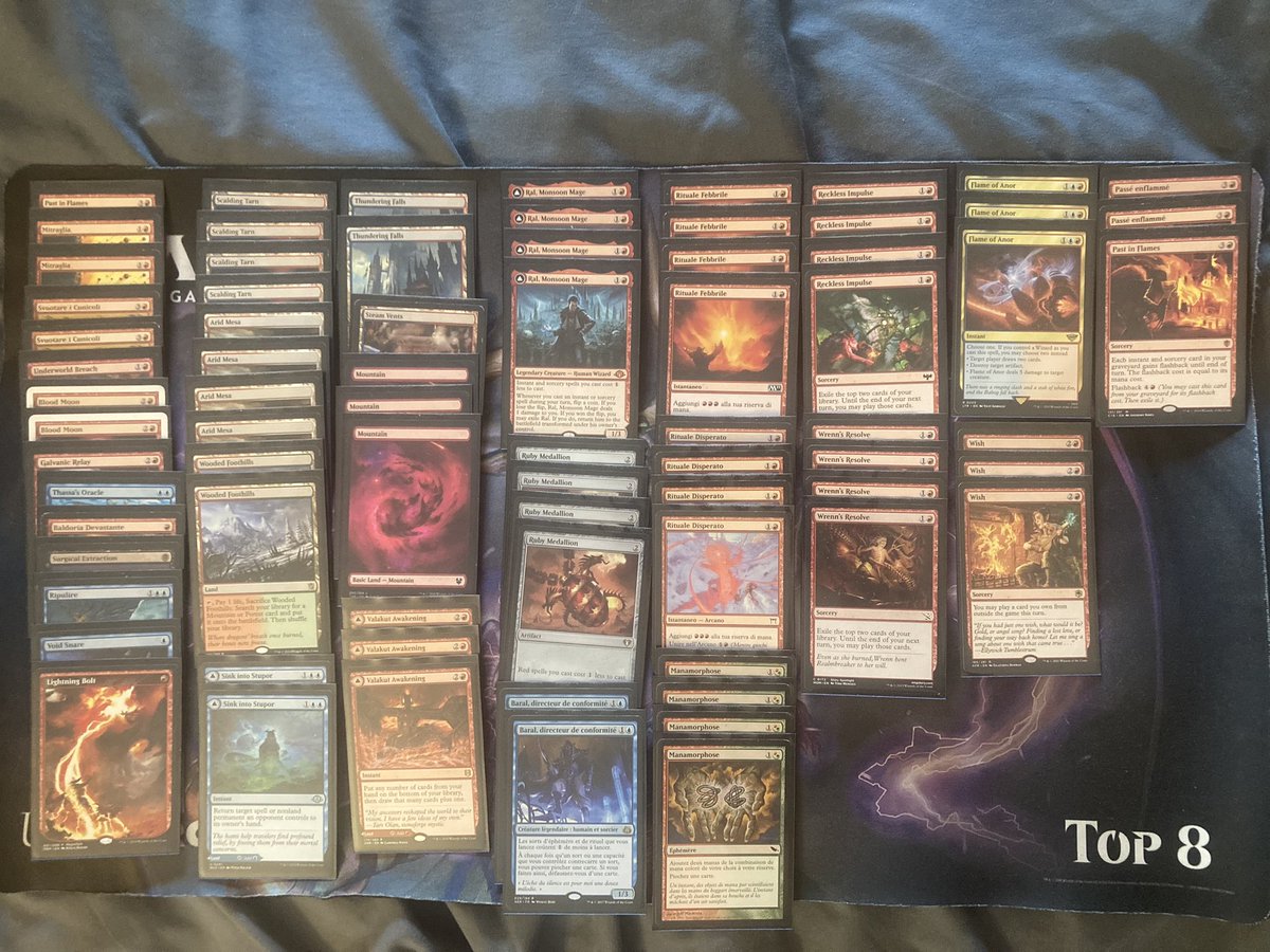 Frustrating 5-0 into 5-3 at <a href="/AxionNow/">AxionNow</a>’s Mega Modern. 

Flame of Anor 🤩, having to mulligan 1 landers 😡. 

Jeskai 🏆☠️🏆
Frogtide 🏆🏆
Jeskai 🏆☠️🏆
Goryo 🏆🏆
E-Tron 🏆🏆
Domain Zoo ☠️☠️
Breach tron ☠️☠️
Frogtide ☠️☠️