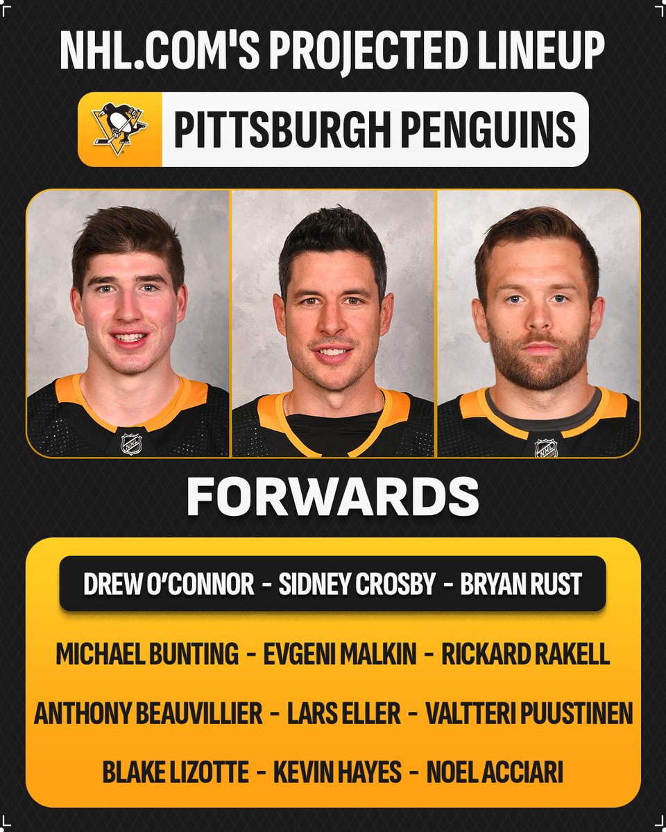 NHL's tweet photo. How do you feel about this projected lineup for the @penguins? 🐧

Read more ➡️ https://t.co/cyJEQu80nw https://t.co/HILwL89EWH
