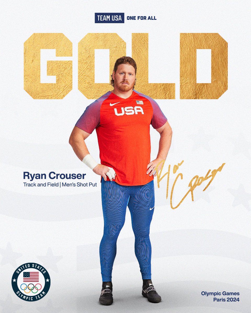 Team USA (@teamusa) on Twitter photo The King of Shot Put 👑
Ryan Crouser is the best to ever do it.
#ParisOlympics The King of Shot Put 👑
Ryan Crouser is the best to ever do it.
#ParisOlympics