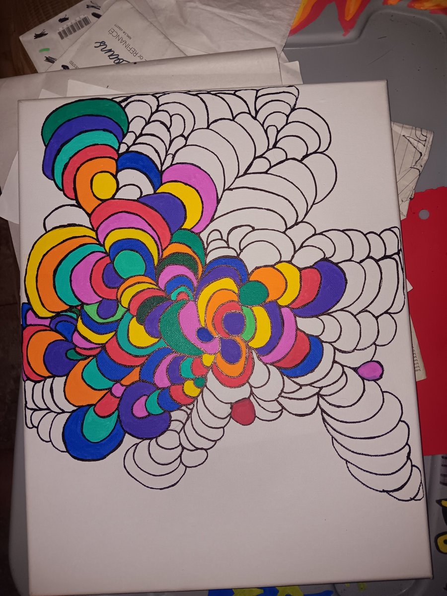 Mandyart8504's tweet photo. My canvas, I decided to do abstract art this how look so far I plan to sell it when done. #art #abstractart #canvasart #startart #Abstract #artistsupport #myartwork #artwork https://t.co/t5oWXXuWdJ