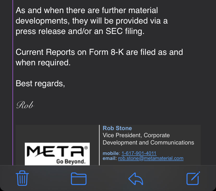 I’m sorry…wait WHAT? 
Hey there Jack Harding…Uzi Sasson… guess you didn’t follow up on anything following your turfing of founder <a href="/palikaras/">George Palikaras</a> after stacking the $MMAT BoD? 
THEN you sacked the SAB and told shareholders that this was irrelevant info. Looks pretty relevant to us!