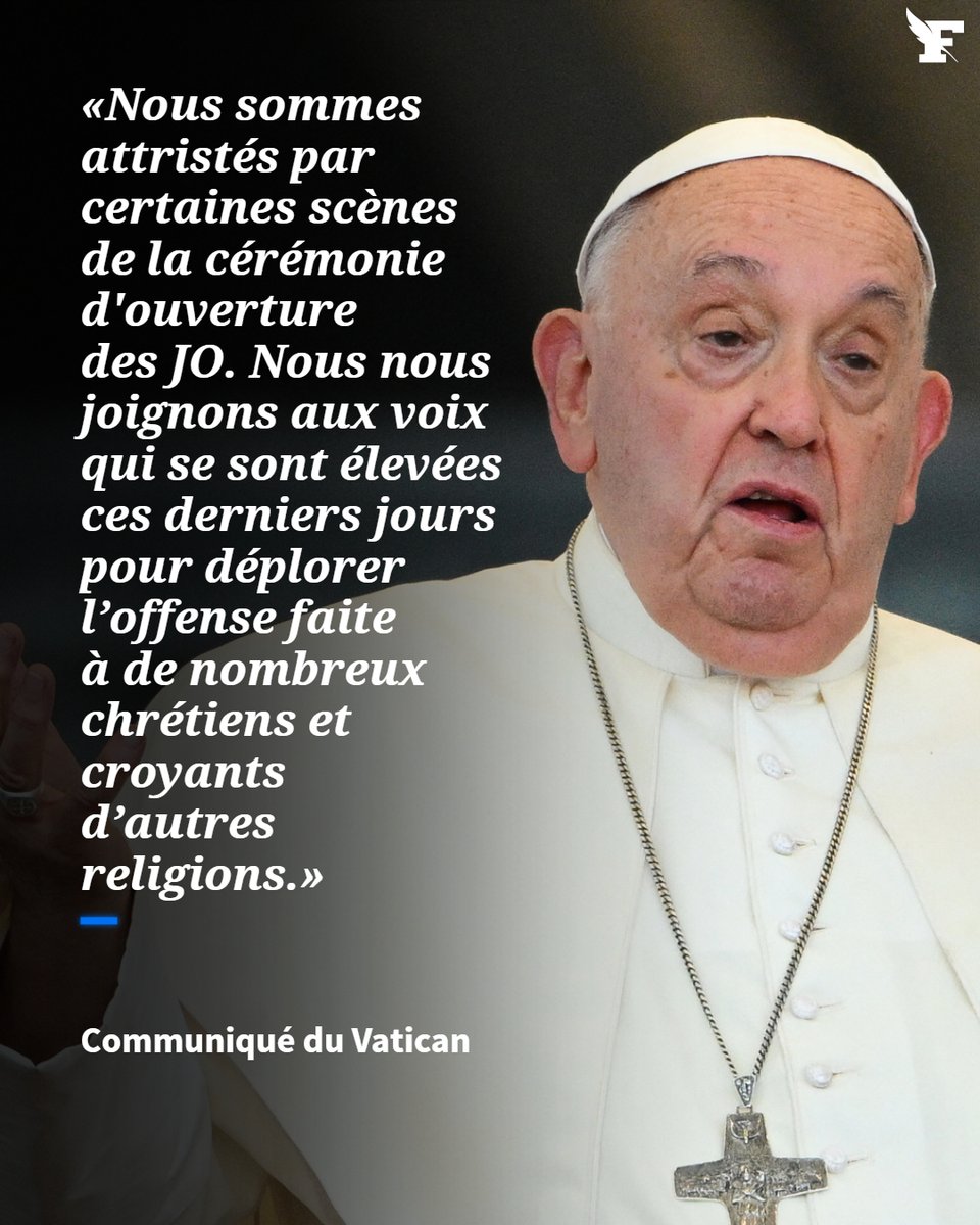 Le Saint-Siège a déclaré, dans un communiqué ce samedi, que «dans un événement prestigieux où le monde se réunit autour de valeurs communes ne devraient pas se trouver des allusions ridiculisant les convictions religieuses de nombreuses personnes».
→ lefigaro.fr/actualite-fran…
