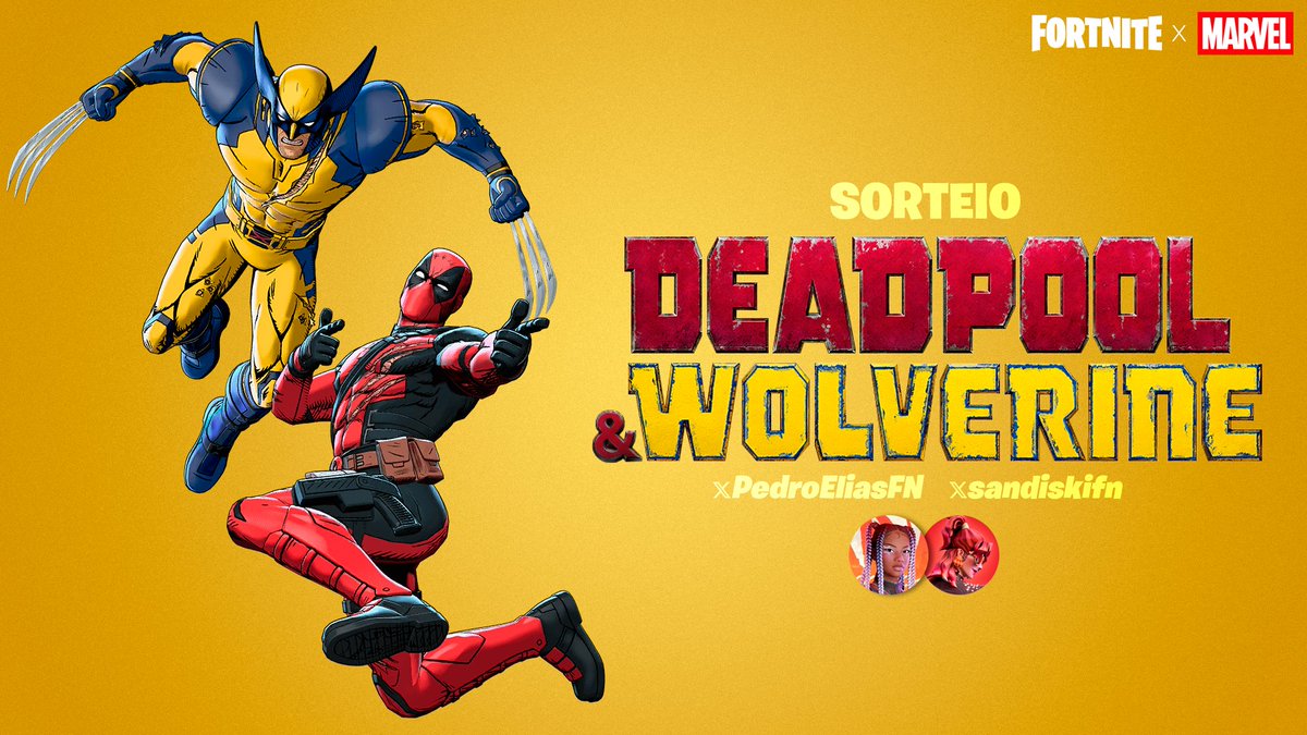 PedroEliasFN's tweet photo. Sorteio Deadpool e Wolverine 🔥

🎁 | 2x Pacote do Deadpool ou Wolverine

🚨| Regras:
- Seguir: @PedroEliasFN, @sandiskifn
- Republicar e Curtir
- Marcar dois amigos

📆 | Resultado: 05/08 https://t.co/AfbjBSOQgR