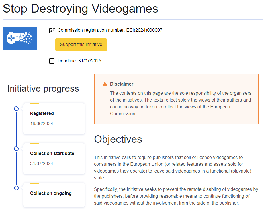 RusStarik's tweet image. If you live in #EuropeanUnion, YOU CAN SAVE GAMES from being forever destroyed. VOTE NOW

1M signatures and it's pretty much a LAW

#savegaming #gaming #stopkillinggames #games
citizens-initiative.europa.eu/initiatives/de…