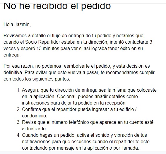 RUBENCHAVEZ6's tweet photo. @Uber_MEX me podría ayudar por favor con un caso en especifico de un reembolso de una entrega, solicite apoyo en su modulo de ayuda pero obtengo una respuesta la cual ni me parece favorable de acuerdo a mis derechos como consumidor https://t.co/veSCwOiMrH