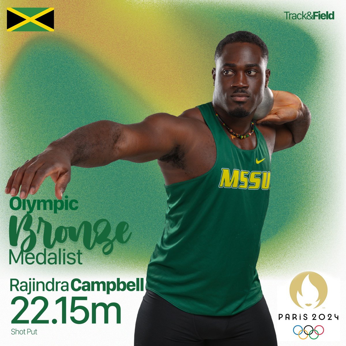 🚨 OLYMPIC BRONZE MEDALIST 🚨

Rajindra Campbell has won the bronze medal at the 2024 Paris Olympics in the shot put, tying for the 2nd farthest throw in the competition at 22.15m! Congratulations to Lion alum, Rajindra Campbell! #LionForever 🦁
