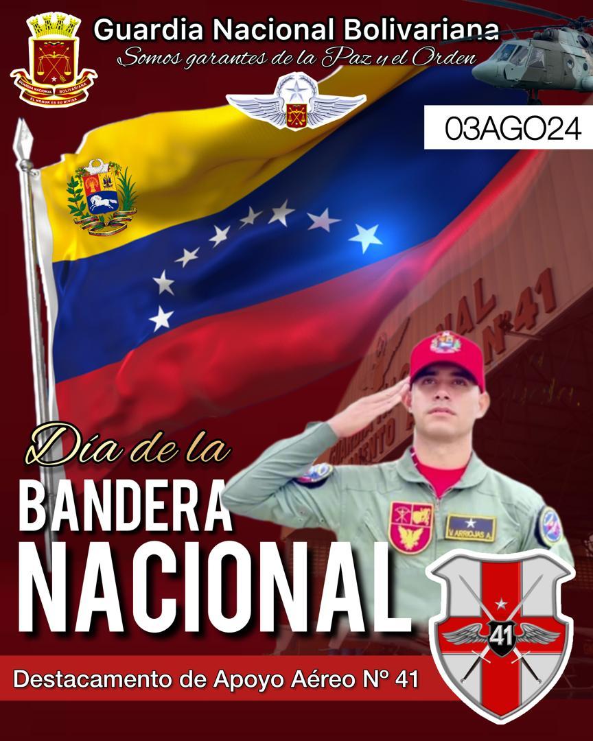daa_41gnb's tweet photo. #DAA-41
#03AGO24
#GNB
 en honor al Generalísimo Francisco de Miranda, que junto a su Expedición Libertadora en 1806 tocó tierra venezolana en la Vela de Coro y ondeó por primera vez en el país la bandera tricolor. https://t.co/LEvEKklW8K