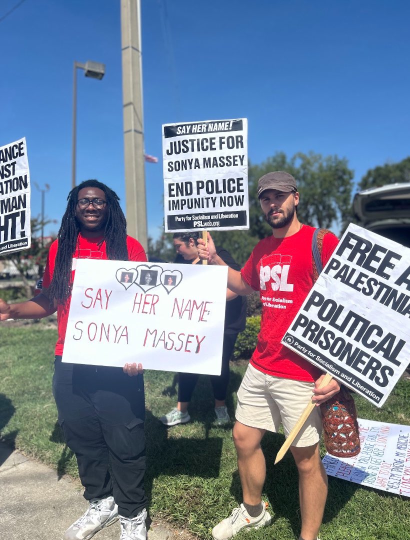 ocalaintifada's tweet photo. Today along with @pslnational Gainesville and members of the community, Ocala for Justice in Palestine honored the memory of Sonya Massey. Sonya’s death is not separate from the deaths of the now over a hundred thousand Palestinians who have been killed in the ongoing genocide. https://t.co/87AFy0tG4r