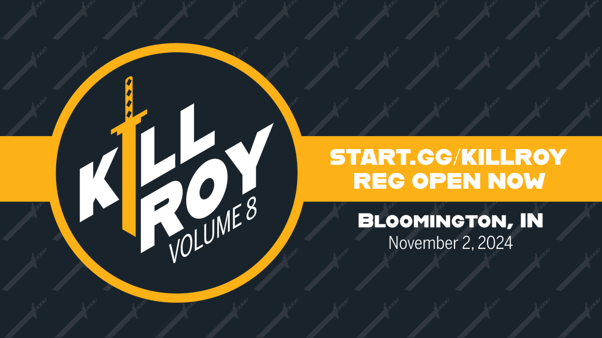 Your favorite Bloomington regional returns! Smash at IUB presents:

🗡️🔥KILL ROY: VOLUME 8🗡️🔥

🌳Bloomington, IN - November 2nd, 2024🌳

Follow this account for featured players and more announcements!

⬇️Sign up info and more details below⬇️