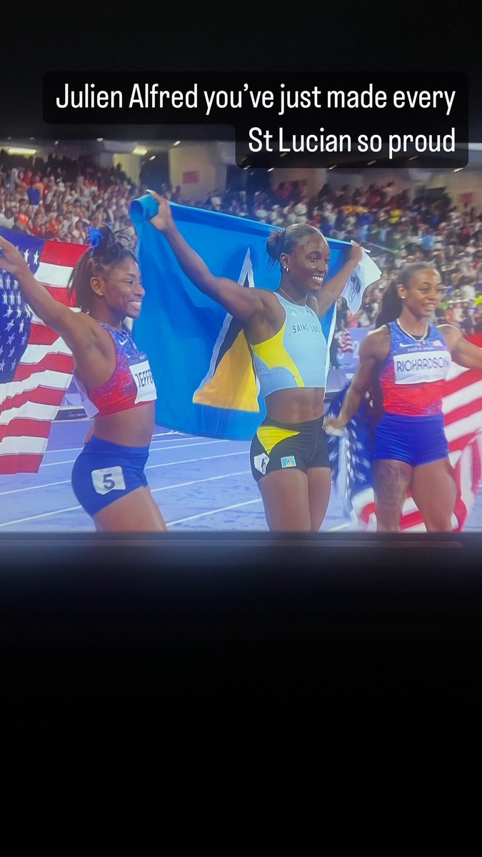 So proud of Julien Alfred,putting St Lucian athletics on the map. Olympic champion in the 100 metres, so proud
