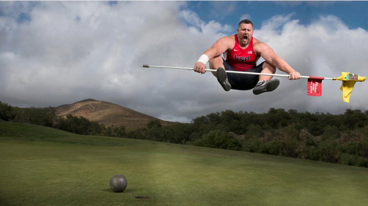 Joe Kovacs, golfer, wins his third consecutive silver medal in the Olympic shot put (2016 photo for <a href="/GolfDigest/">Golf Digest</a> by Donald Miralle):