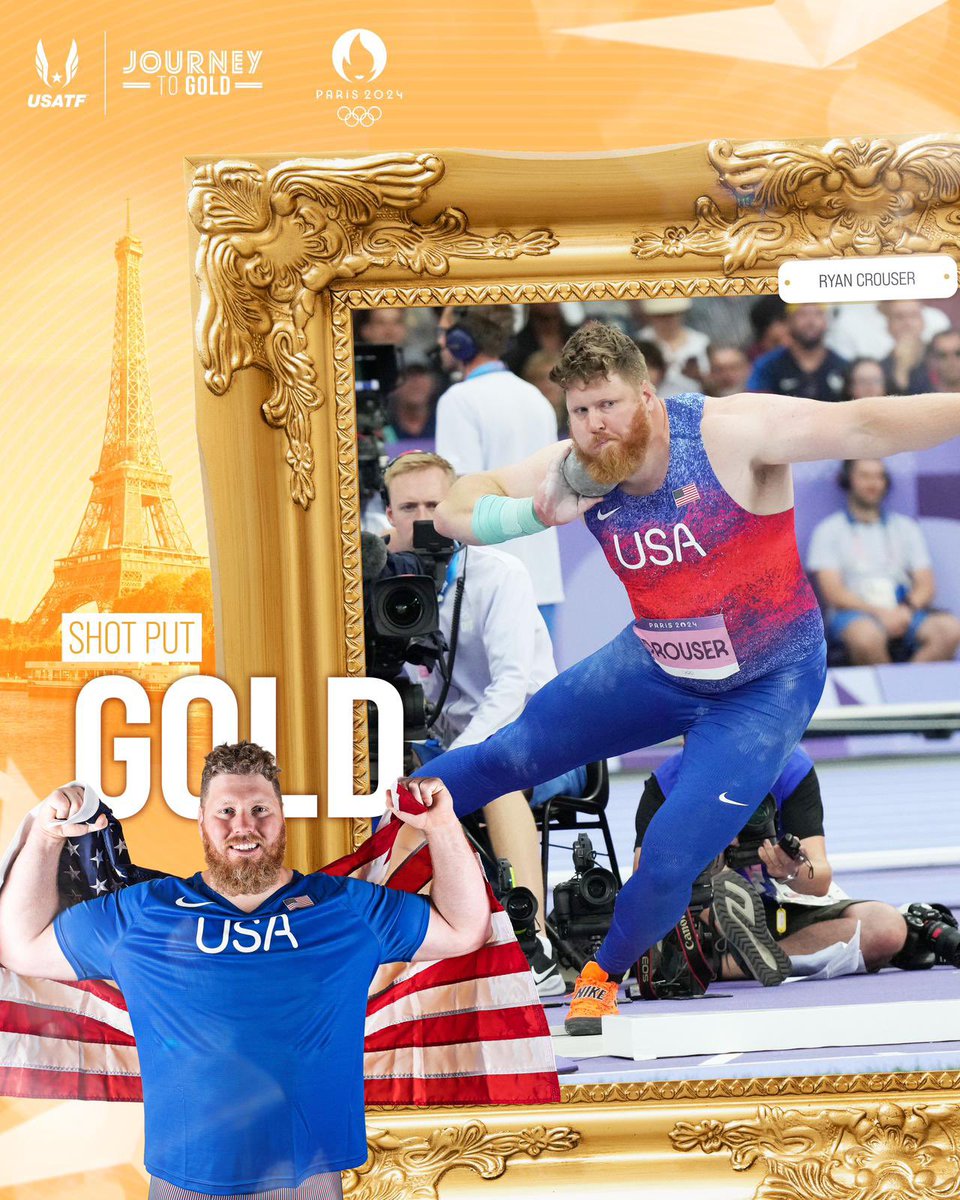 Talk about dominance! 🇺🇸💪

Paris 2024 🥇
Tokyo 2020 🥇
Rio 2016 🥇

Ryan Crouser made history in Paris as the first man to win three-consecutive golds in the shot put with his 22.90m throw! 

#JourneyToGold #ParisOlympics