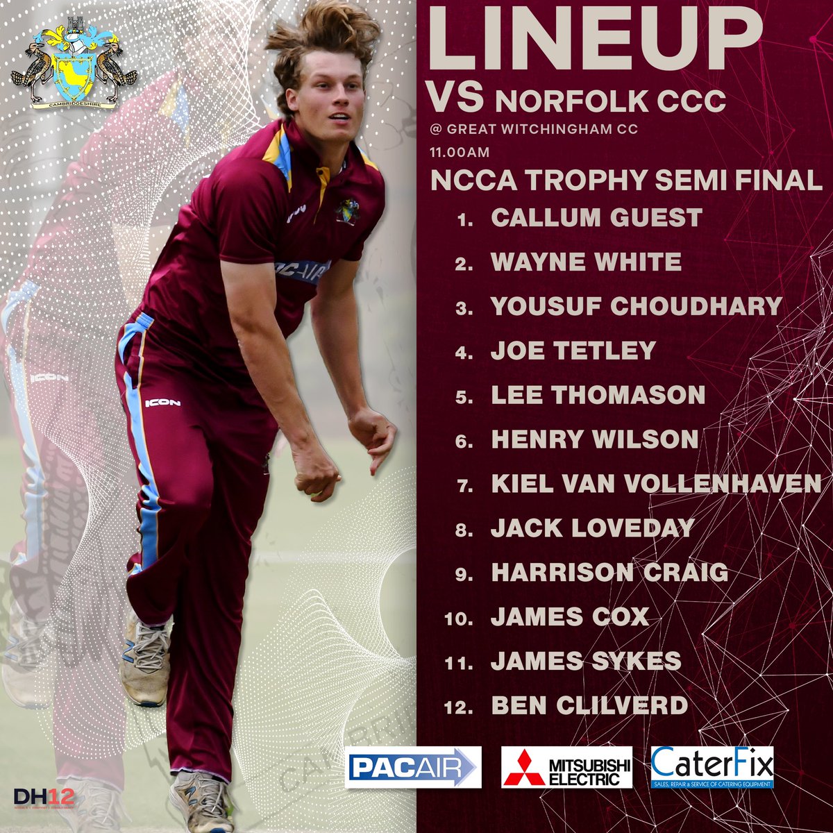 Our team to face <a href="/norfolkccc/">Norfolk County Cricket Club</a> tomorrow in the <a href="/NCCA_uk/">NCCA (National Counties Cricket Association)</a> Trophy Semi Final! #CambsCCC #CambridgeshireCountyCricketClub #Cricket