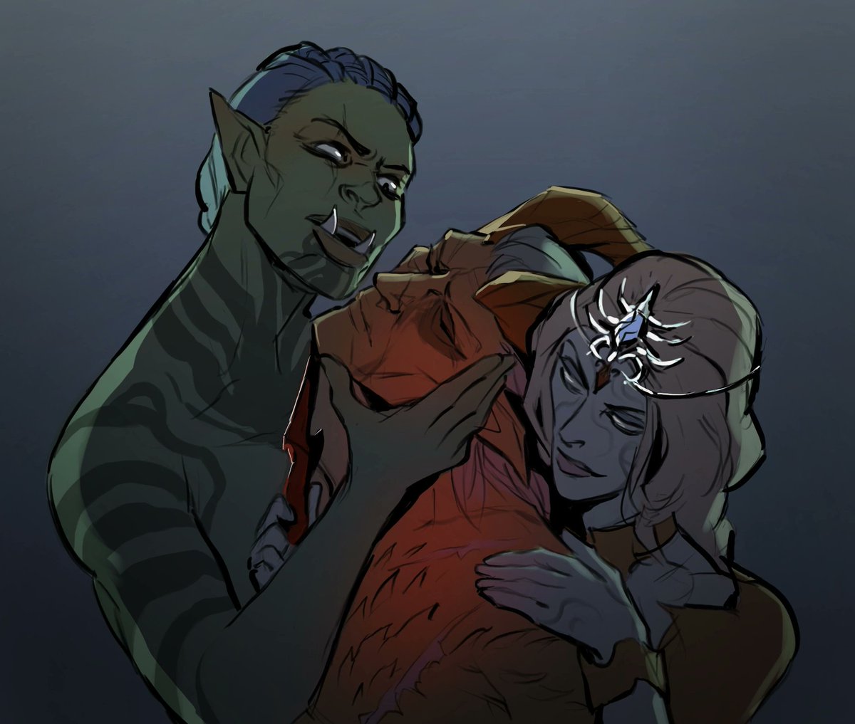JunorVolsh's tweet photo. #bg3 #Zevlor #Zrell #OrintheRed #tiefling #fanart https://t.co/dmSzIhtiH4