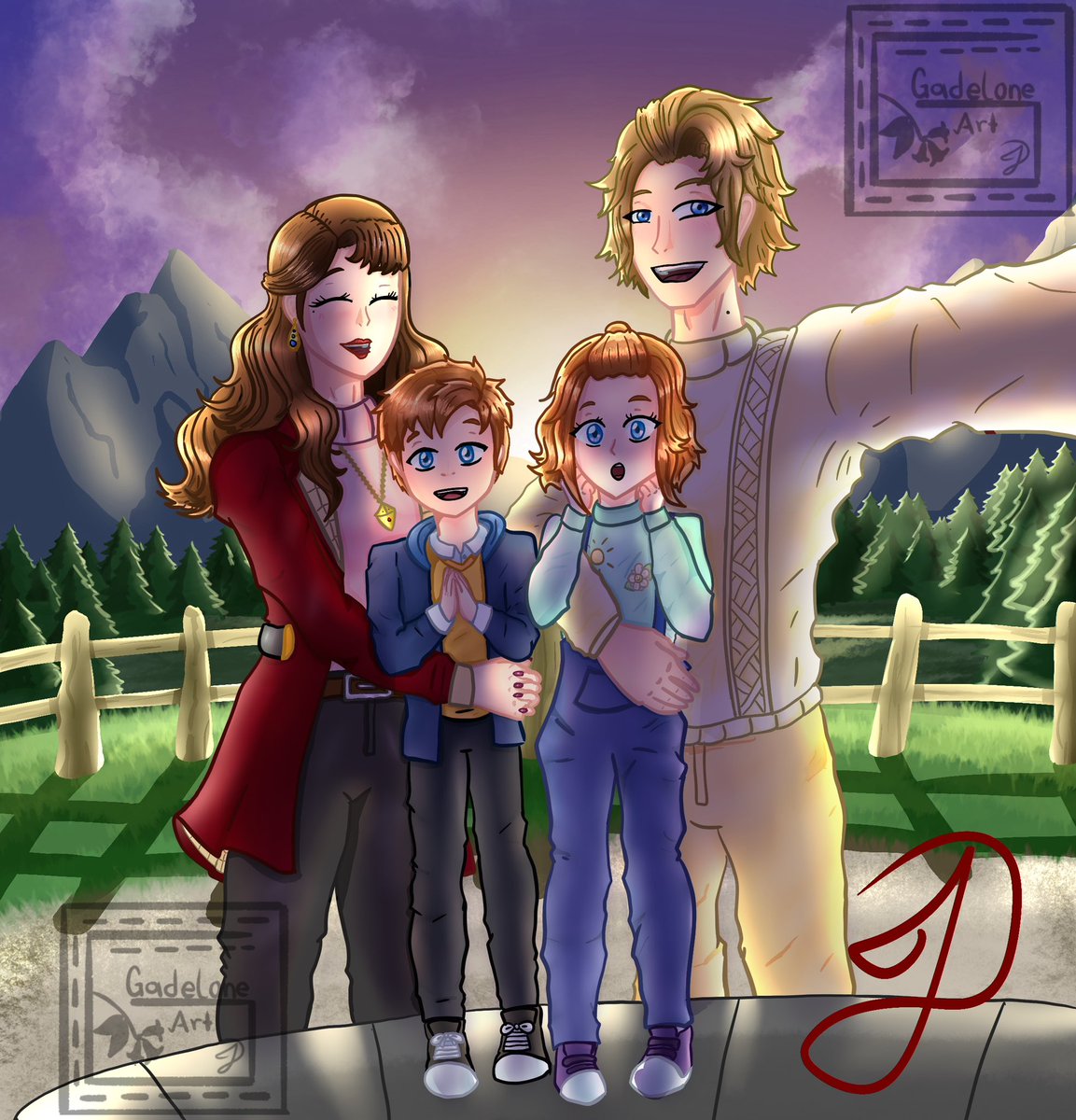 gadelone's tweet photo. “A happy moment with you my children, one day, we will meet again like this, may your future days hold more joy and happiness “ It is kinda sad what I did to this family, but is sadder for others though. #artpiece #originalcharacterart https://t.co/T8mrq2IdPG