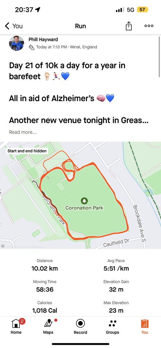 Haywaphi17's tweet photo. **PLEASE SHARE/DONATE**

Day 21 of 10k a day for a year barefooted 🦶🏻🏃🏻‍♂️💙

21 10k’s in 21 days In bare feet 
126 Miles down 
344 days to go 
0 days off 

@alzheimerssoc 🧠💙 @Everton 

Thankyou to everyone who is sharing my posts and donation 💙

 https://t.co/ZYI1WrWBc6 🙏 https://t.co/Sx8hTxyliu