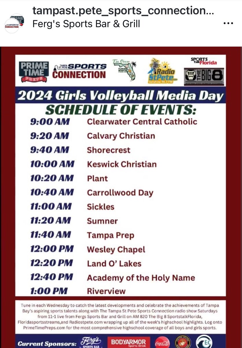 Lara Matta ✌️ (@laramatta_oh) on Twitter photo Thank you <a href="/Biggamebobby/">Bob Putnam</a> , <a href="/PrepsTime/">Prime Time Preps</a> , Tampa St. Pete Sports Connection, <a href="/radiostpete/">RadioStPete</a> , <a href="/DrinkBODYARMOR/">BODYARMOR</a> for the first Tampa Bay area volleyball media day at Ferg's! We had such a great time! Looking forward to school season! <a href="/PlantVolleyball/">PLANT PANTHER VOLLEYBALL</a> <a href="/MercerBearsVB/">MercerBearsVB</a> Thank you <a href="/Biggamebobby/">Bob Putnam</a> , <a href="/PrepsTime/">Prime Time Preps</a> , Tampa St. Pete Sports Connection, <a href="/radiostpete/">RadioStPete</a> , <a href="/DrinkBODYARMOR/">BODYARMOR</a> for the first Tampa Bay area volleyball media day at Ferg's! We had such a great time! Looking forward to school season! <a href="/PlantVolleyball/">PLANT PANTHER VOLLEYBALL</a> <a href="/MercerBearsVB/">MercerBearsVB</a>
