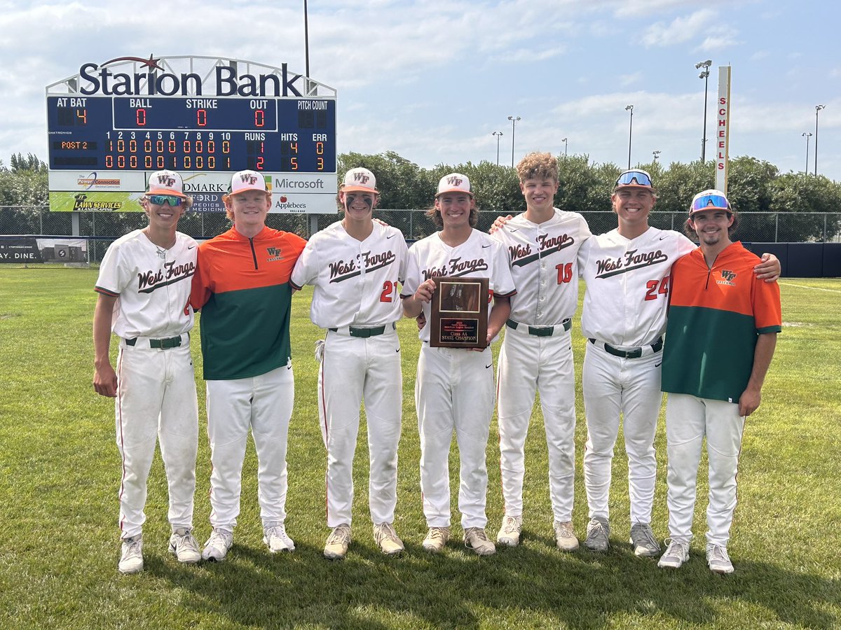 <a href="/CalebDuerr2/">Caleb Duerr</a>, <a href="/HudsonDinger/">Hudson Dinger</a>, <a href="/JacksonGlienke/">Jackson Glienke</a>, and <a href="/ParkerH_07/">Parker Henrich</a>, along with the rest of <a href="/WFPatsBaseball/">West Fargo Legion Baseball</a>…STATE CHAMPIONS!!! Congratulations everyone! What a game! #sheyennepride