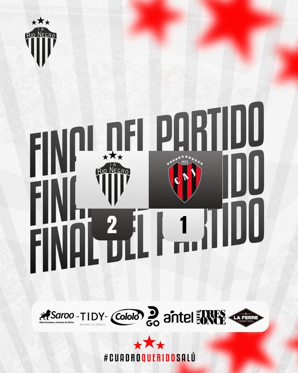 ¡Ganó el Cebritaaaaa! 
Victoria de Río Negro 2-1 frente a Juanicó

⚽️ Liber Quiñones 
⚽️ Enzo Cabrera  

#CuadroQueridoSalú ⚪️⚫️