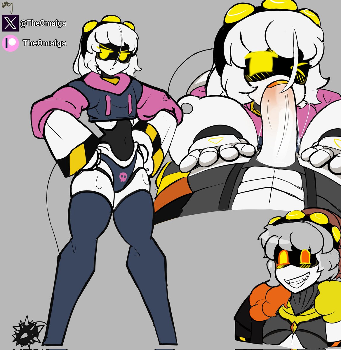 TheOmaiga's tweet photo. 💜I made this challenge with the funny suit💛

K doesn't like it but his friend loves it (he is an OC of my friend)

#MurderDrones #oc #nsfw #rule34 https://t.co/CGTEOsMlcm