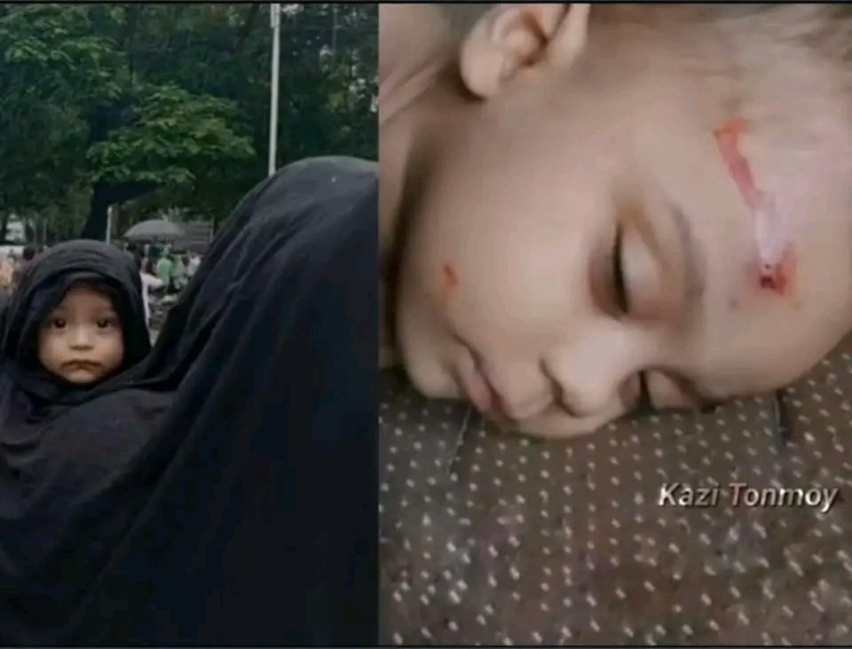MakfiyaMim's tweet photo. Even a small child was not spared from the murderous government. We need international focus #SaveBangladeshiStudents #SaveBangladesh #StepdownPMSheikhHasina #StepDownHasina #StepdownfacistHasina #StepdownBdFascistGovt #Stepdowndictatorsheikhhasina #BBC#AlJazeeraEnglish #UNICEF https://t.co/NLwC9IdJcd