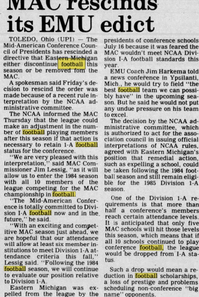 From the 8/4/84 Bowling Green Daily Sentinel Tribune