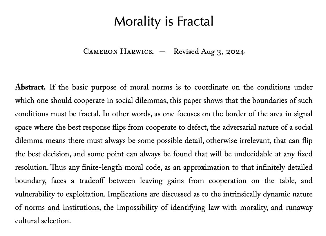 C_Harwick's tweet photo. New working paper: Moral rules are, literally, fractals. Hence all the recent fractalposting. Comments welcome! https://t.co/9r9KqHfxED https://t.co/puAQSAIm0g