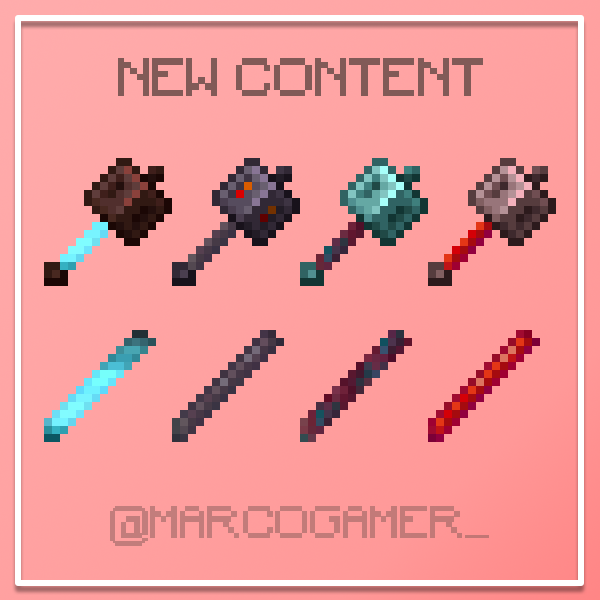 MarcoGamer_'s tweet photo. New core heavy maces for NetherPlus!  #Minecraft #pixelart https://t.co/e0SOBnnUqt