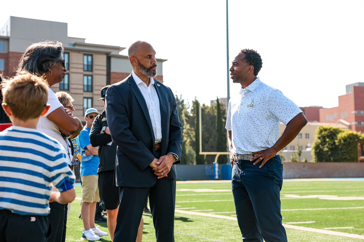 It was great having our new chancellor, Darnell Hunt, at practice yesterday to celebrate our first day as members of the <a href="/bigten/">Big Ten Conference</a>. 🙌