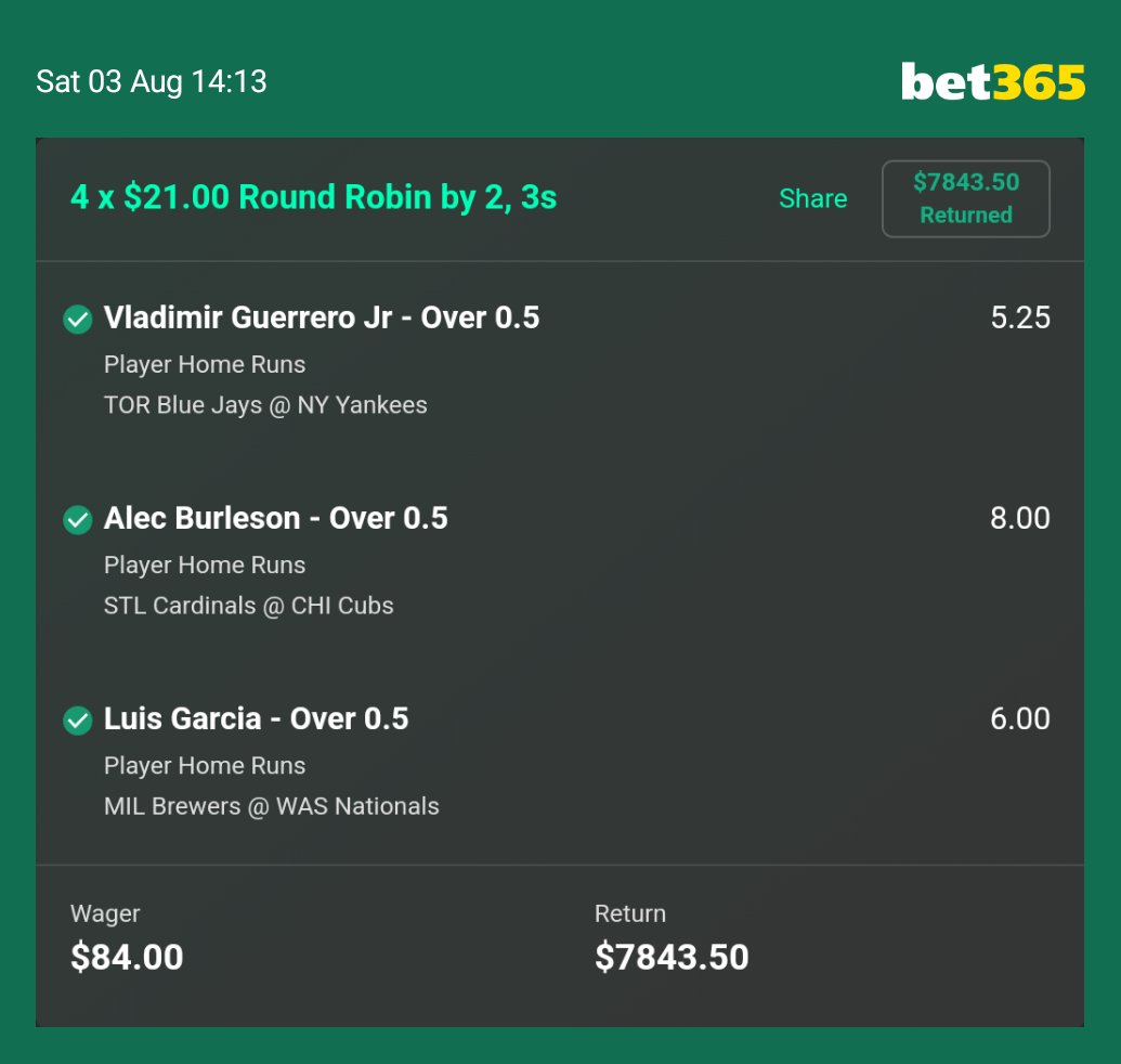 Full cash the round robin. 🤑