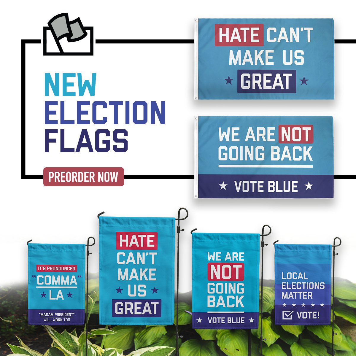 We’re dropping new designs every day now it seems! Here’s the latest designs currently up for preorder.

Keep checking our Election Collection for new flags: flagsforgood.com/collections/vo…

#Kamala #Election2024 #KamalaHarris