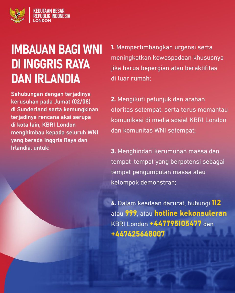 IMBAUAN BAGI WNI DI INGGRIS RAYA DAN IRLANDIA

#inidiplomasi #negaramelindungi #Indonesianway