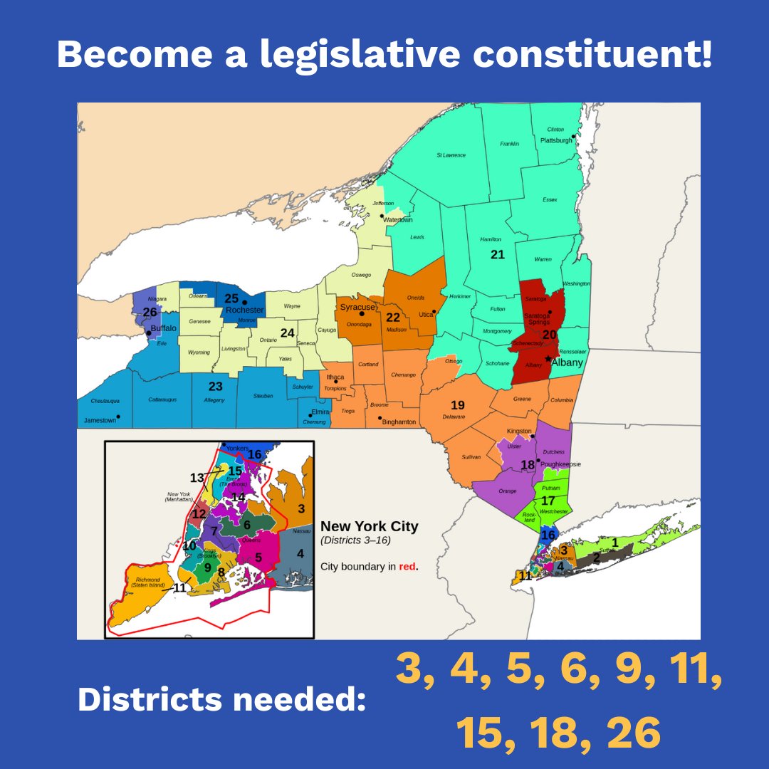 iamalsorg's tweet photo. Attention all advocates in New York! If you live in any of the districts indicated on this map, the Legislative Affairs Team needs your help. Become a constituent for your district by following this link: https://t.co/45OiWQ5HUu https://t.co/2CLin0HmOa