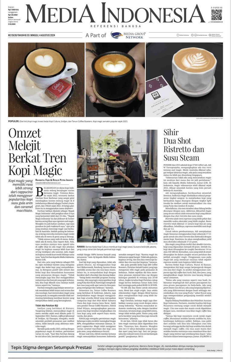 pencapaian terbaik 2024:

- jadi headline Media Indonesia
- testimoni beberapa kedai kopi yang omzet melonjak karena magic
- efek positif magic bagi industri dari para pelaku

media sosial menggerakkan sesuatu yang positif

hamdallah, maturnuwun dukungannya man-teman semua 🙏