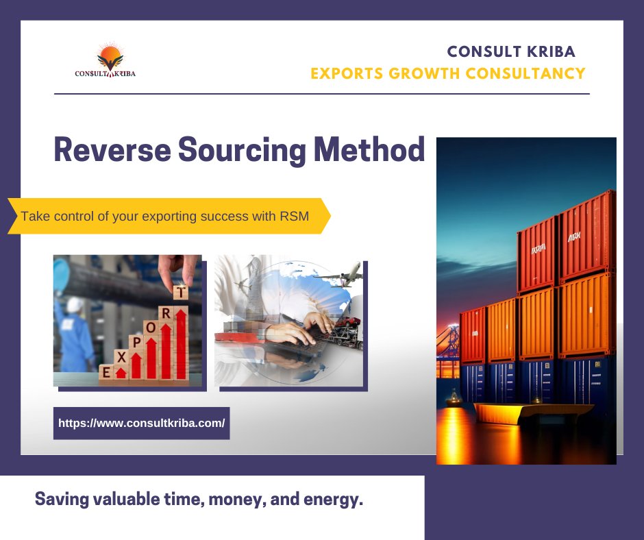 consultkriba's tweet photo. Are you tired of depending on a few importers or struggling with low export prices?😴

 Reverse Sourcing Method (RSM) is the solution for you!!. 👏🏻

RSM is a simple, fail-proof marketing system that helps exporters find, build, connect, and grow their importers' network.💪🏼

B https://t.co/U0eqhcgVd7