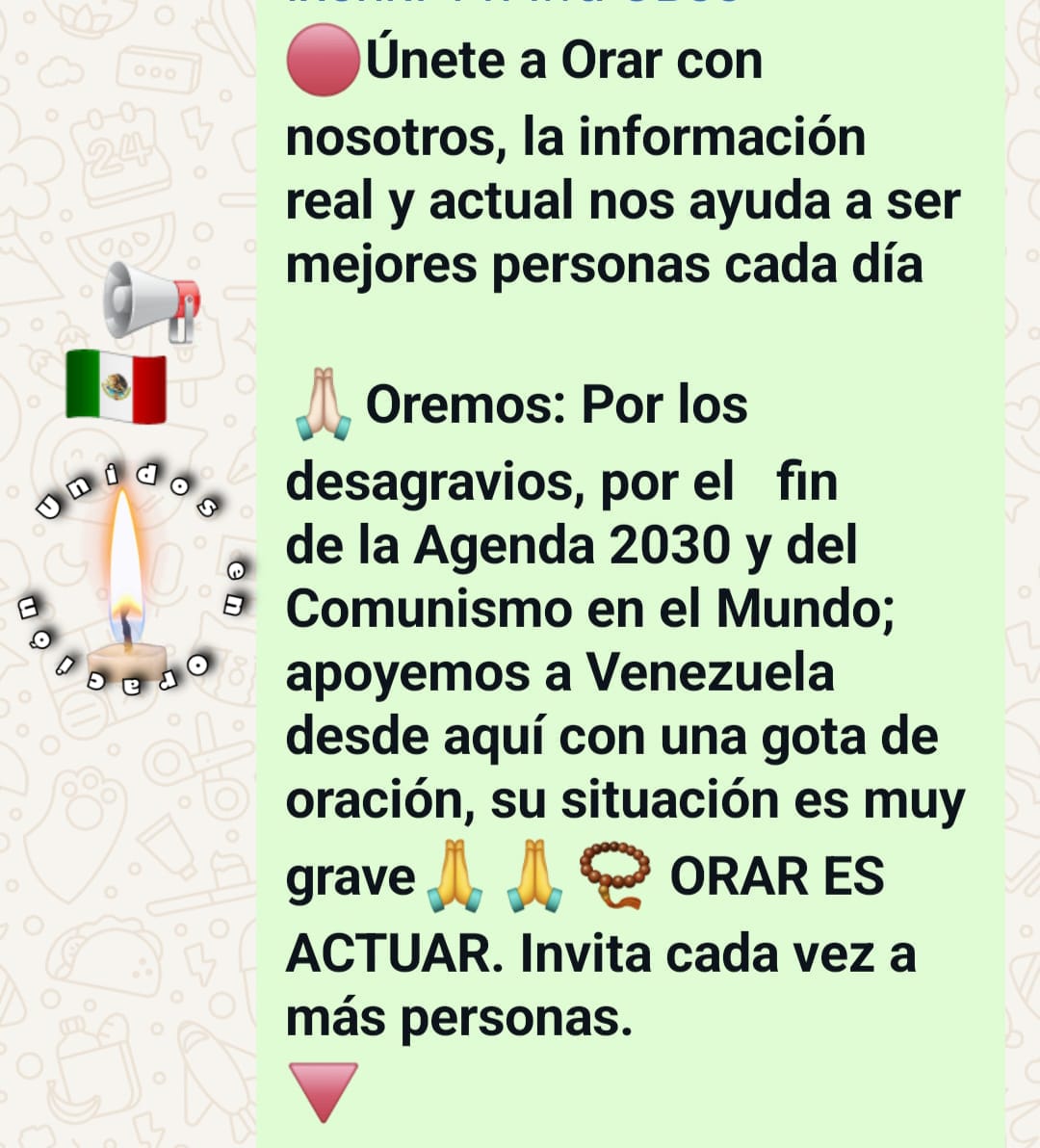 <a href="/ConVzlaComando/">Comando ConVzla</a> <a href="/MariaCorinaYA/">María Corina Machado</a> Únete a rezar por México, Venezuela, EEUU y el Mundo entero, sólo el Rosario o una Decena diario, a la hora q tus actividades lo permitan dar clic🔻
chat.whatsapp.com/GaE9BEq2PApIbA…
<a href="/MiamiHerald/">Miami Herald</a> 
<a href="/washingtonpost/">The Washington Post</a> 
<a href="/INBGuadalupe/">Basílica Guadalupe</a> 
<a href="/MariaCorinaYA/">María Corina Machado</a>
<a href="/PGuillermoSerra/">Padre Guillermo Serra LC</a>