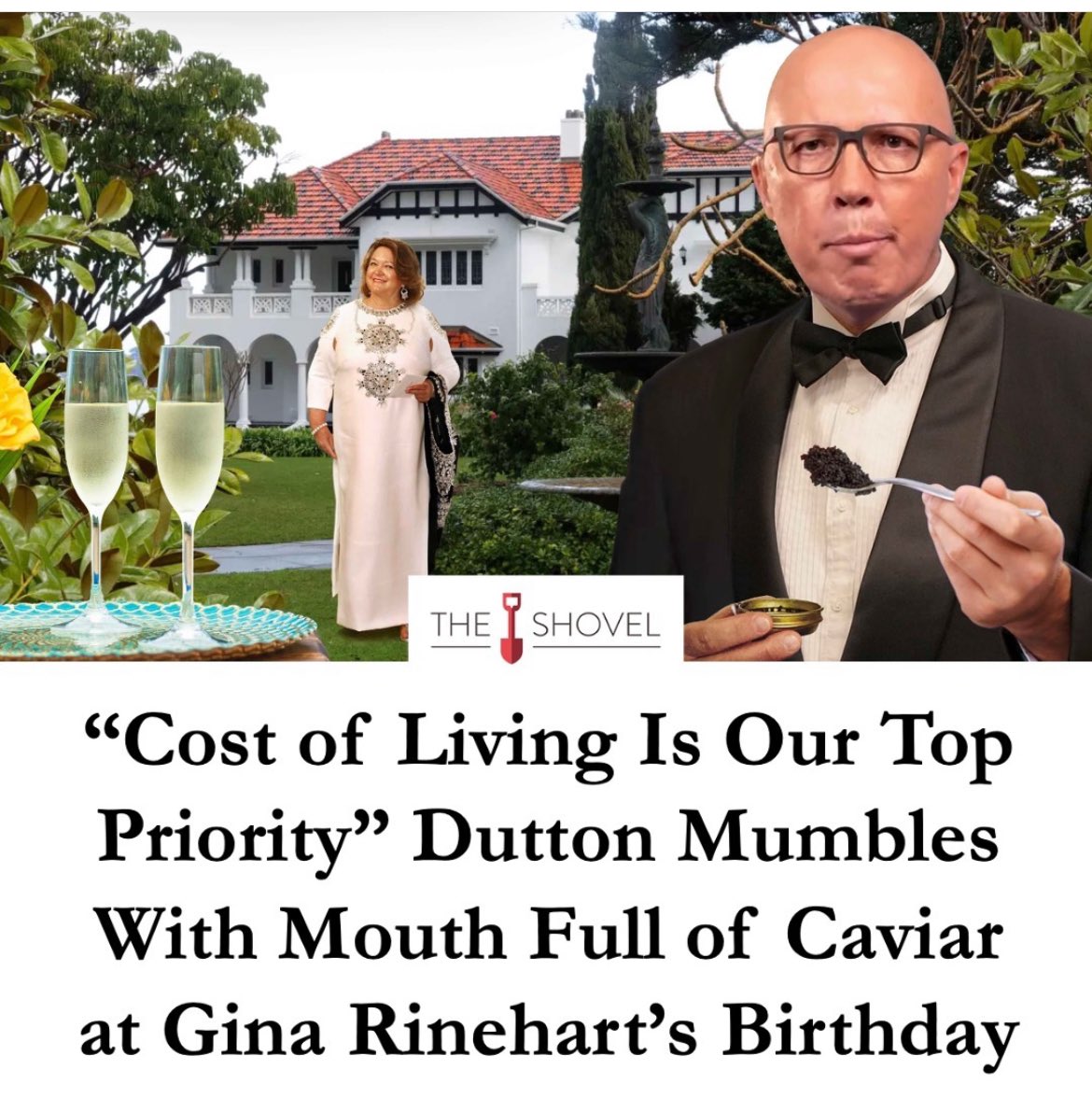 utalkntme's tweet photo. Peter Dutton is happy to drop everything and fly on taxpayer$ to eat caviar and drink champagne with a billionaire,yet unable to (even politely) respond to an invitation to Garma to listen, and discuss real issues facing our Indigenous communities.
#LNP4Billionaires
#SpudTheThug https://t.co/A107TaYmWe
