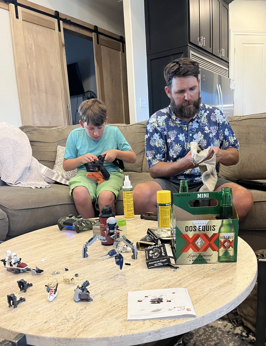 garrettwestholt's tweet photo. Guns legos and beer #manthings #likefatherlikeson #XXminis https://t.co/oaQO69AH0f