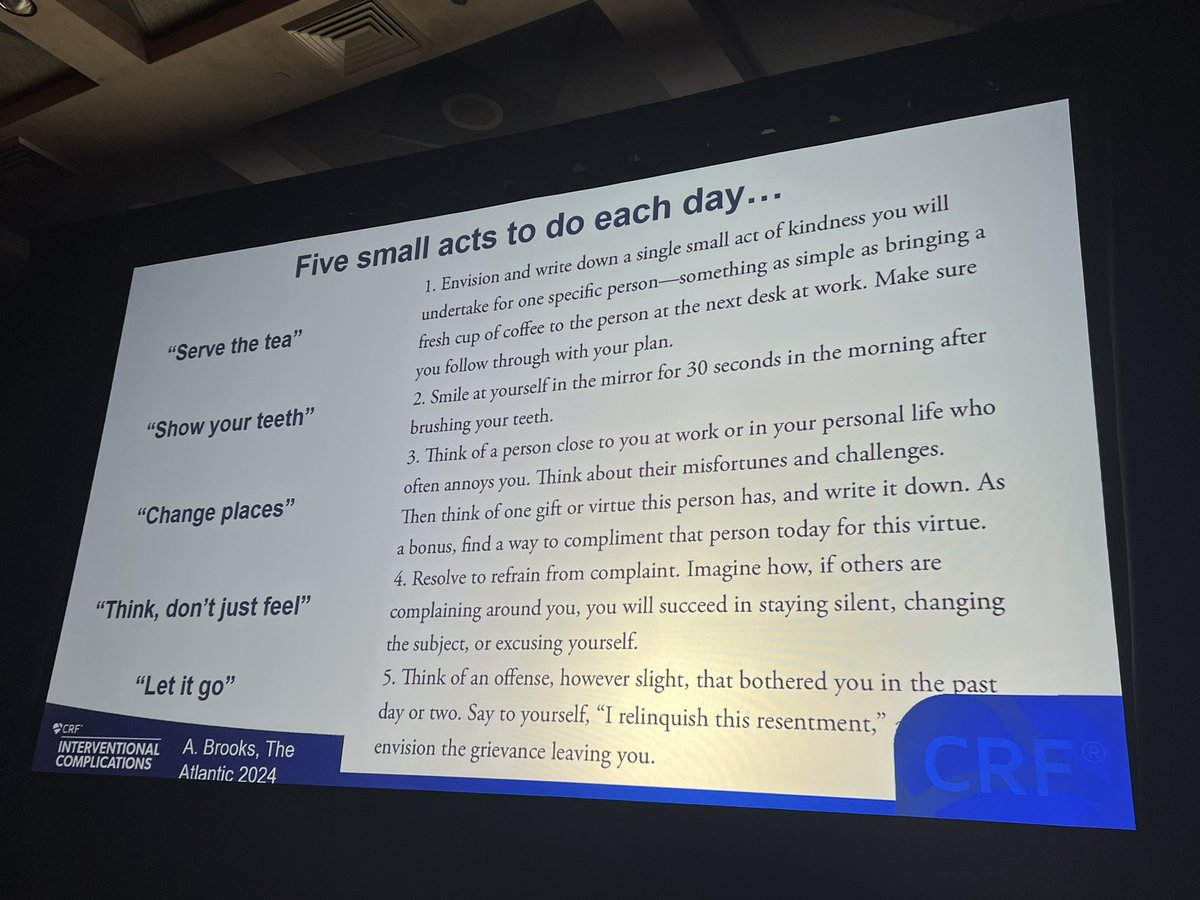 LAzzaliniMD's tweet photo. Pearls of wisdom by Ajay Kirtane on work-life balance
Being a physician while embracing your identity and being the same person at home and at work.
Be compassionate and have grace. For yourself in the first place.
@crfheart
#complications2024 https://t.co/eWVJmHMzdr