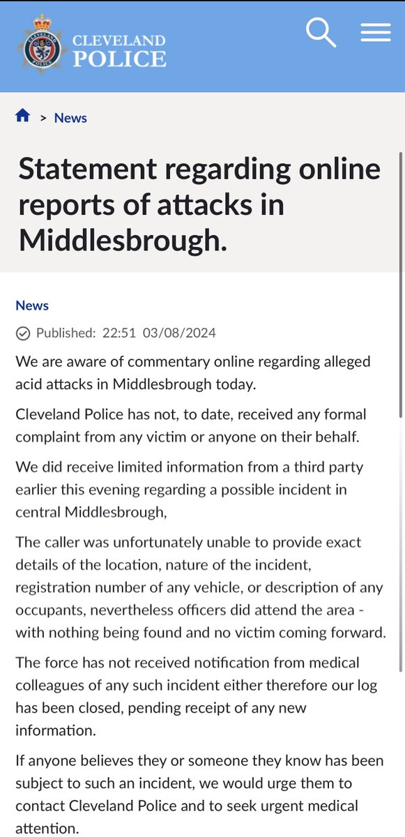 British antifa activist Nick Lowles, who runs the leftist Hope Not Hate SPLC-style nonprofit, spreads fake news about acid being thrown at a Muslim woman in Middlesbrough, England. <a href="/ClevelandPolice/">Cleveland Police</a> investigated and found it completely unsubstantiated. 

Acid attacks in the UK are