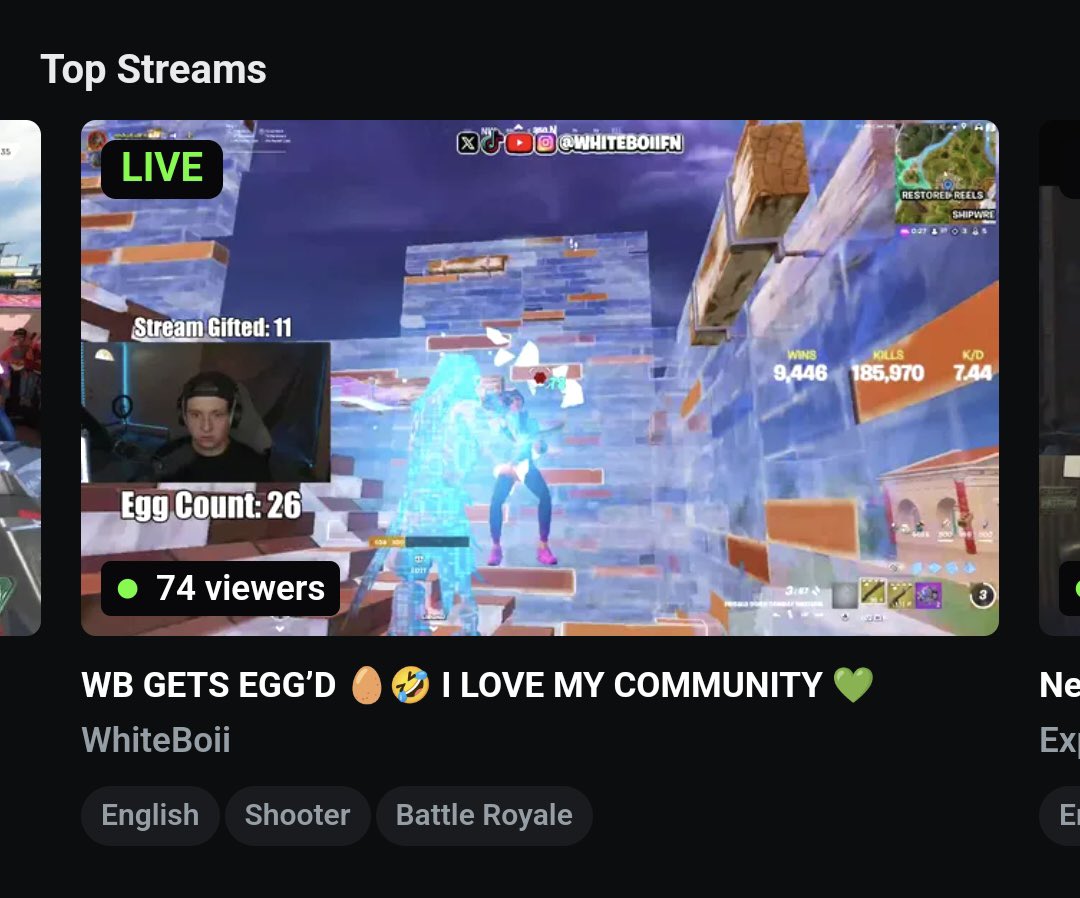 WhiteBoiiFN's tweet photo. ANOTHER FRONT PAGE FEATURE 💪

215 Gifted during the Egg Smashing Stream🤘 I LOVE MY COMMUNITY 💚
#PickKick https://t.co/liDJFEYAwB